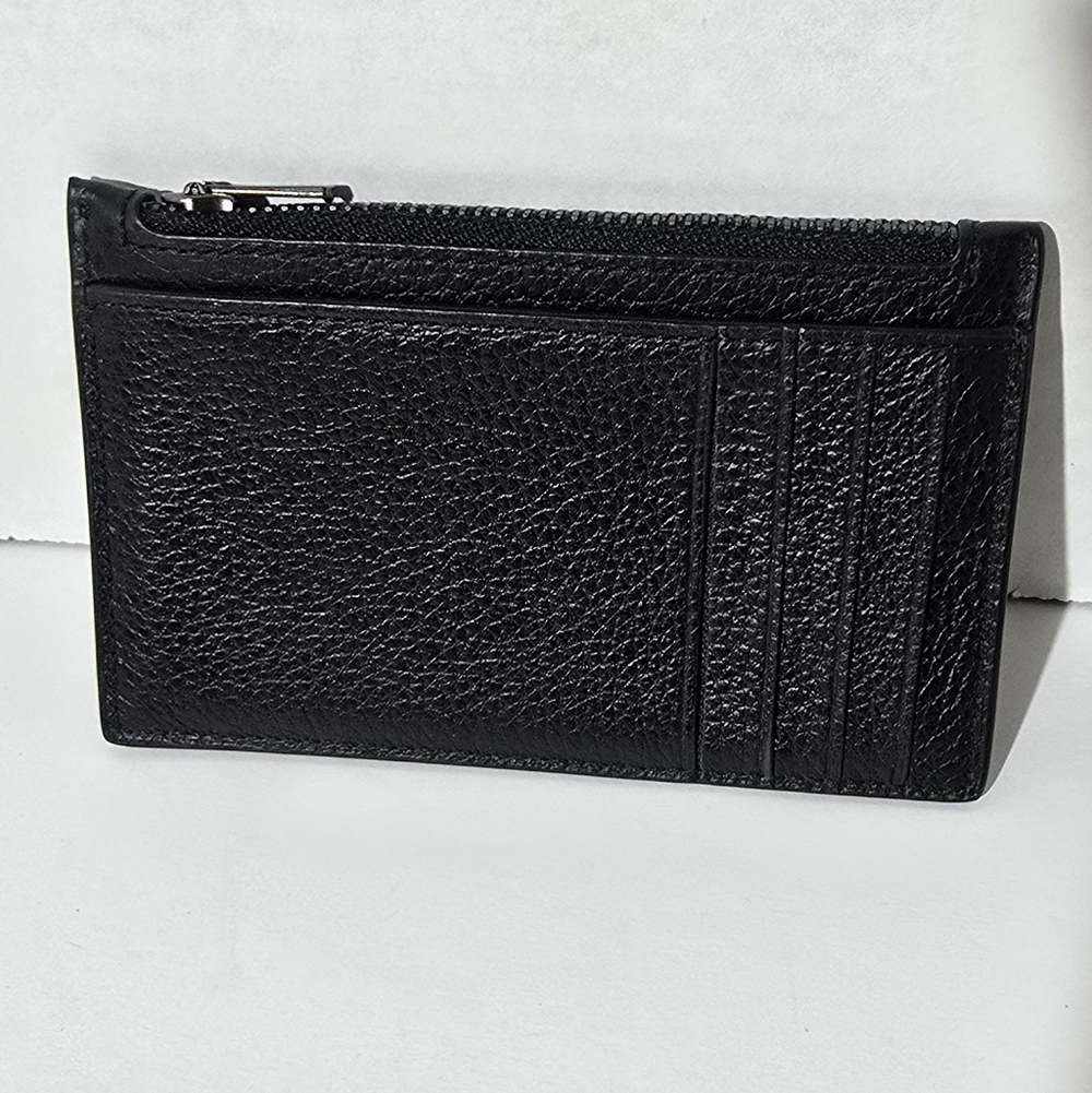 Coach Zip Card Case Black Leather C4280